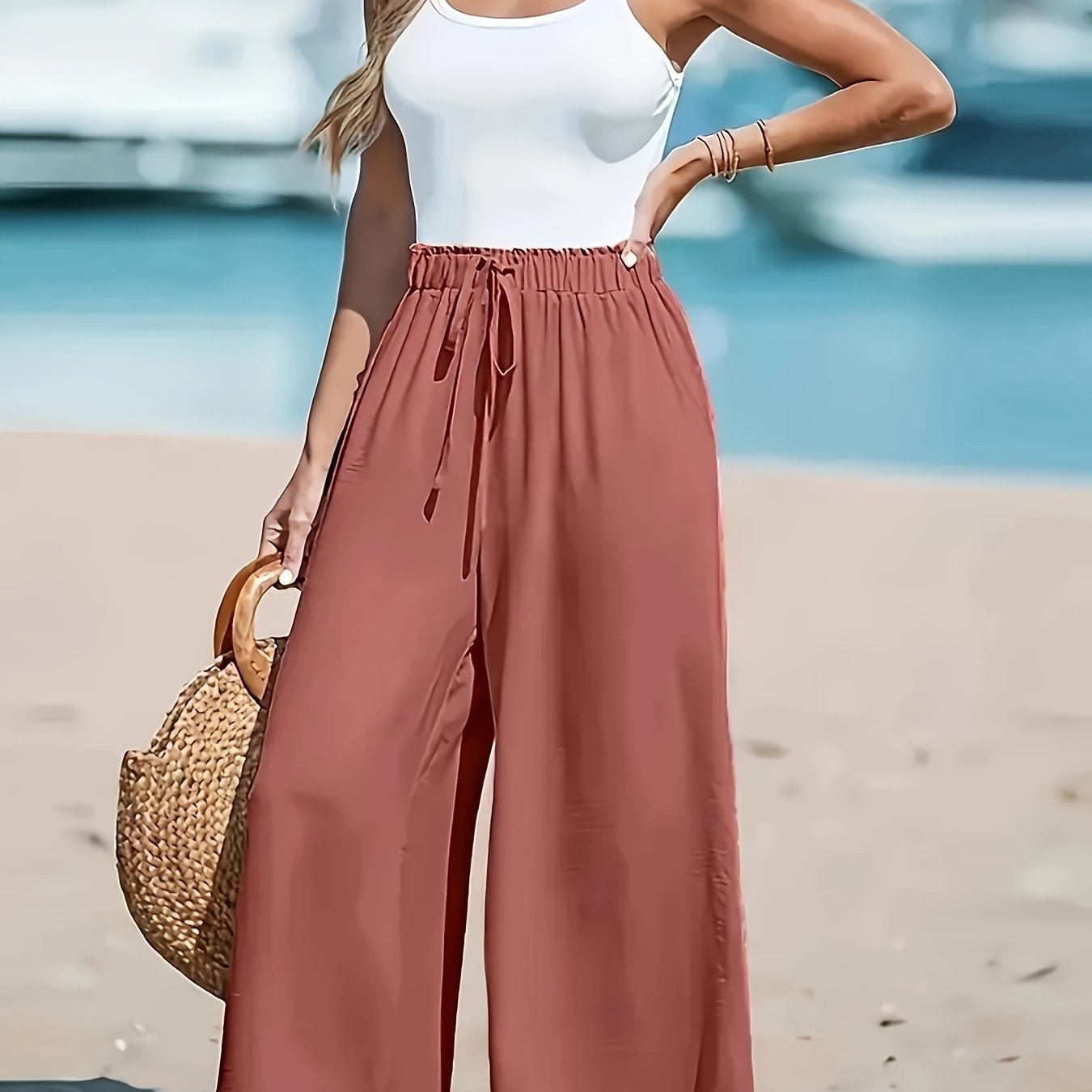 Ladies High Waist Wide Leg Pants – Comfortable and Elegant