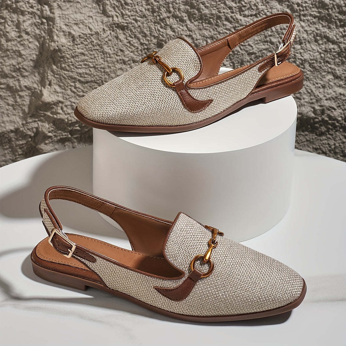 Ladies' Sandals with Metal Buckle – Stylish and Comfortable with Square Toe