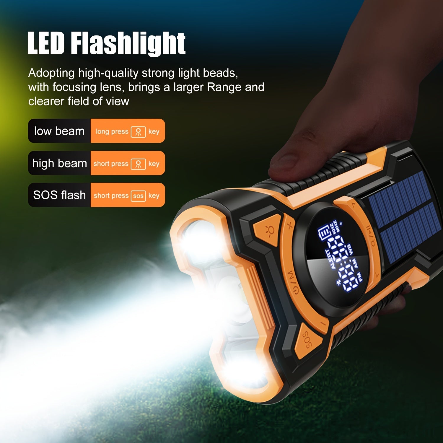 All-in-One Emergency Radio with Hand Crank and Solar Panel – For Camping and Emergency Situations