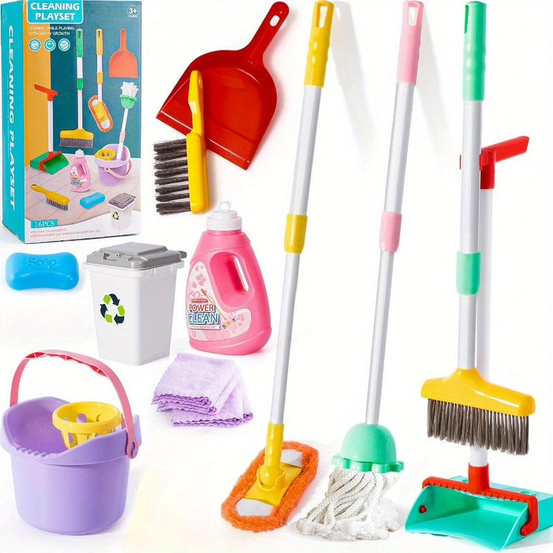 Kids’ Cleaning Playset – Adjustable Mop, Broom and Dustpan Set