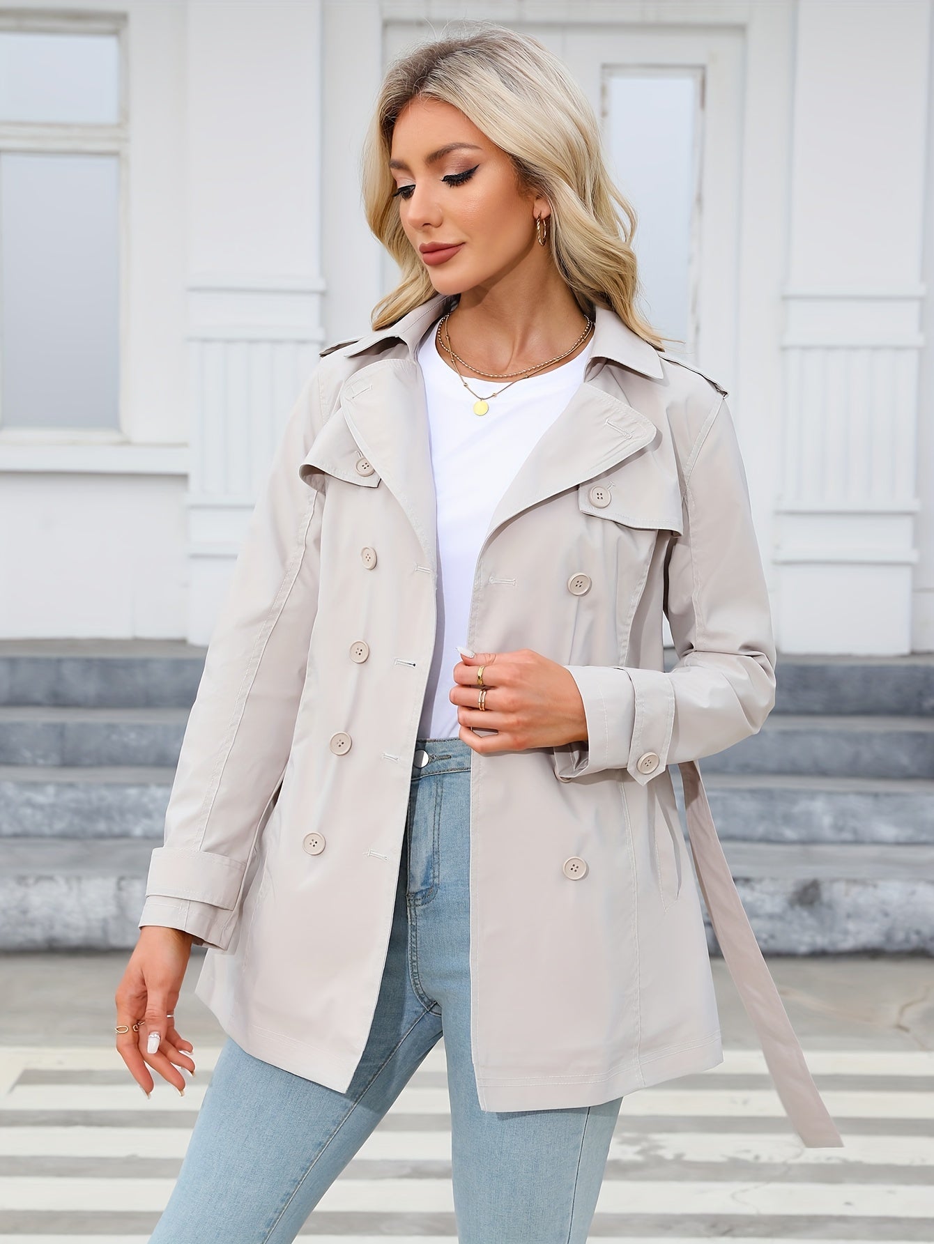 Timeless Double-Breasted Trench Coat – Stylish and Comfortable for Spring and Autumn