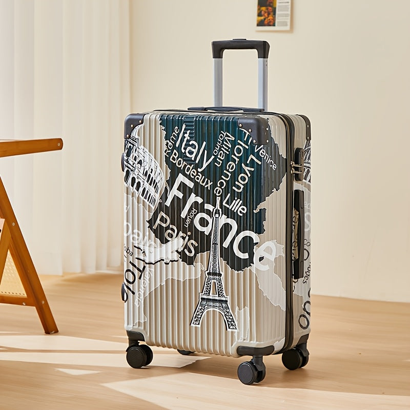 Luxury Graffiti Suitcase with Space Theme – 24 Inch Hardshell Suitcase with Spinner Wheels and TSA Lock