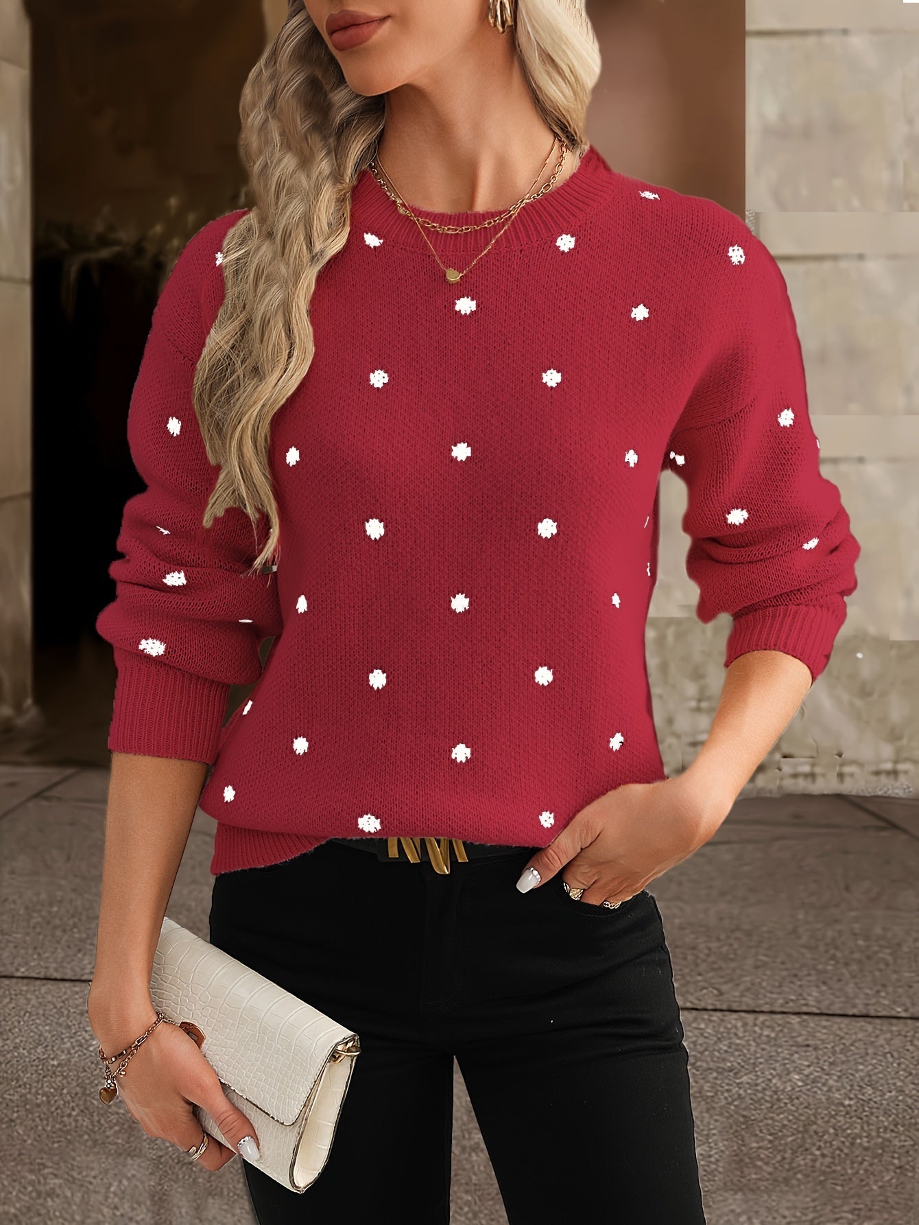 Zara Polka Dot Sweater - Casual and Stylish for Women in Autumn and Winter