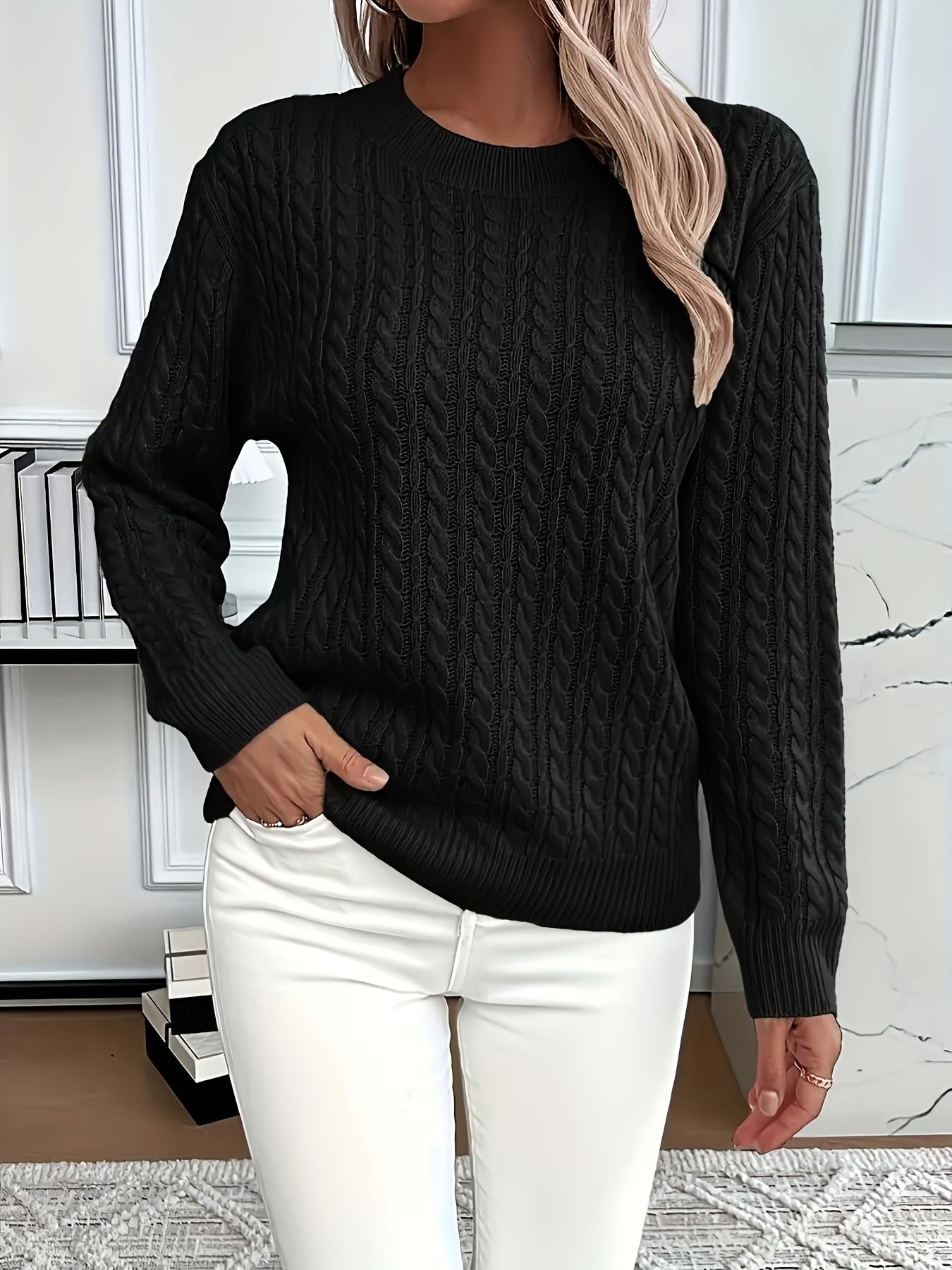 Knitted Cable Sweater for Women – Soft and Stylish Sweater for Spring and Autumn