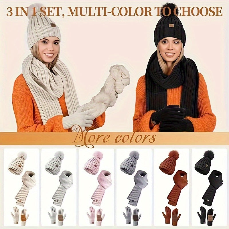 Lieke 3-in-1 Winter Set – Warm Knitted Beanie, Scarf, and Gloves