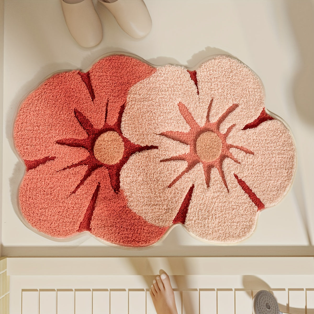Fluffy Flower Bathroom Rug – Absorbent and Soft for Extra Comfort