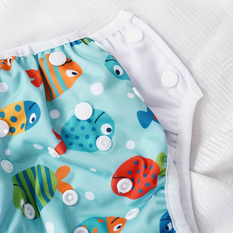 Adjustable Washable Swim Diaper for Babies – Leak-Proof with Fish Print