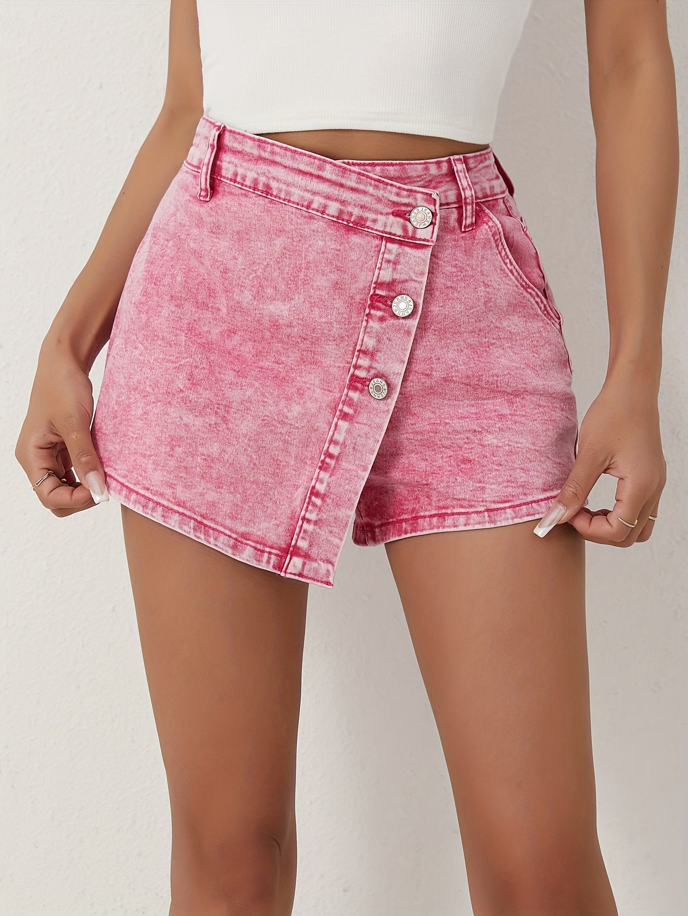 Stretch Denim Skort for Women – Slim Fit and Asymmetrical