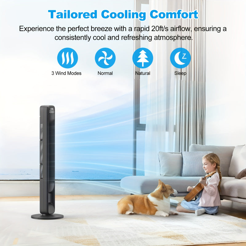 Blade-less Tower Fan – Quiet and Adjustable