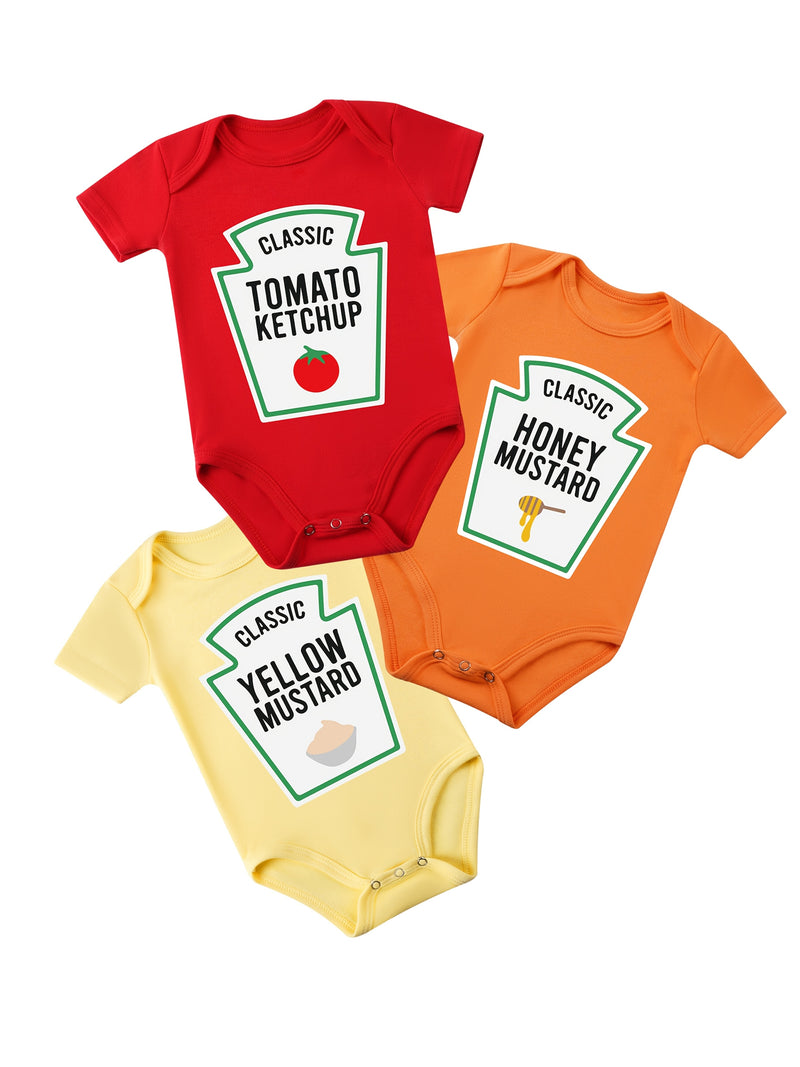3-Pack Baby Bodysuits – Soft Cotton with Playful Food Prints