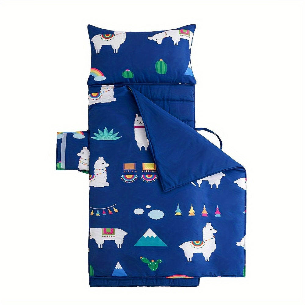 Foldable Children's Sleeping Mat with Llamas – Soft & Convenient for Toddlers on the Go or at School