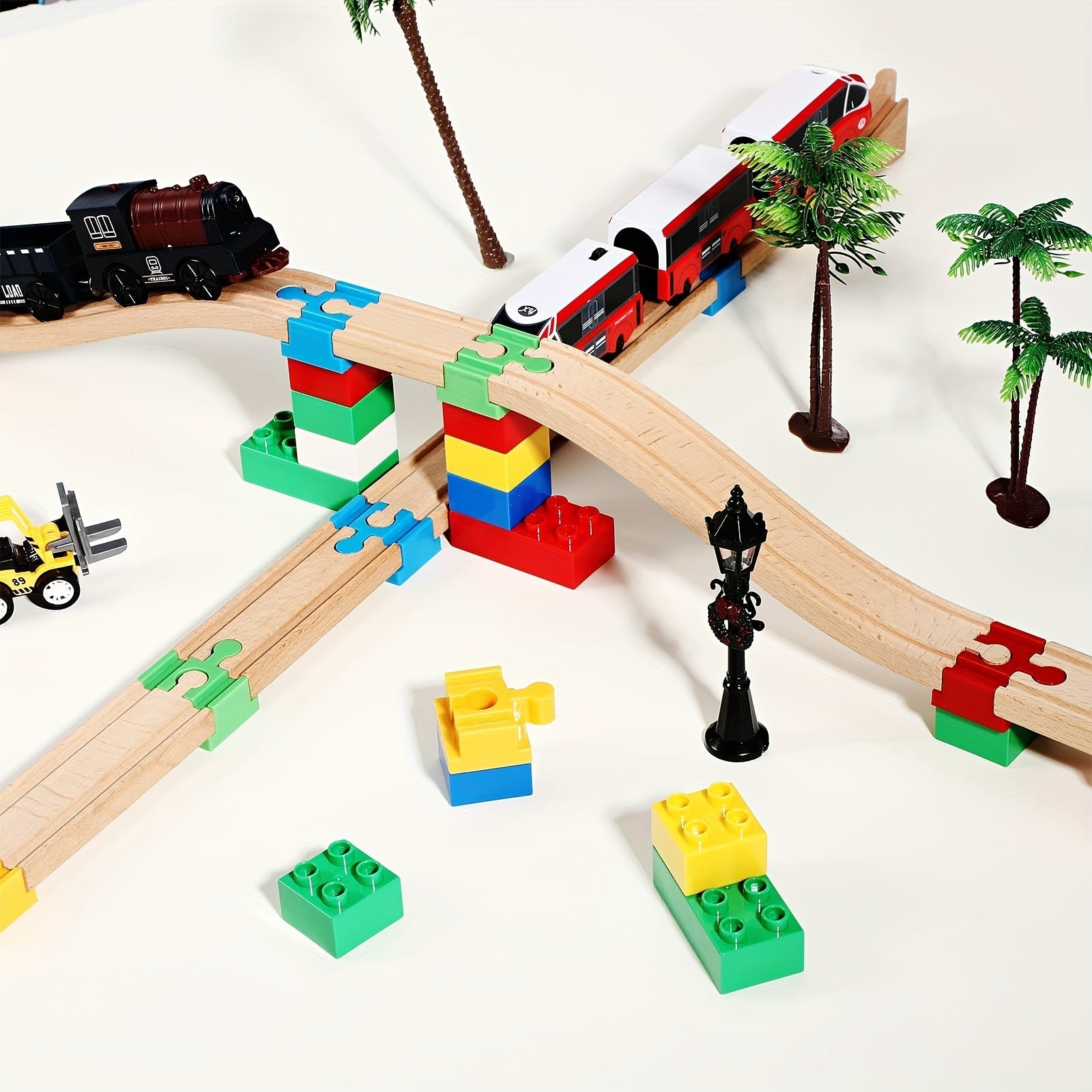 Set of 7-14 Colorful Wooden Track Adapters – Adjustable Connectors for Model Building