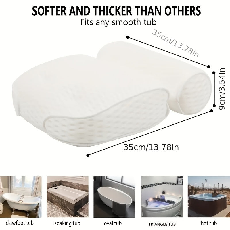 Luxury Spa Bath Pillow - Soft Neck and Back Support with Non-Slip Suction Cups for Ultimate Comfort