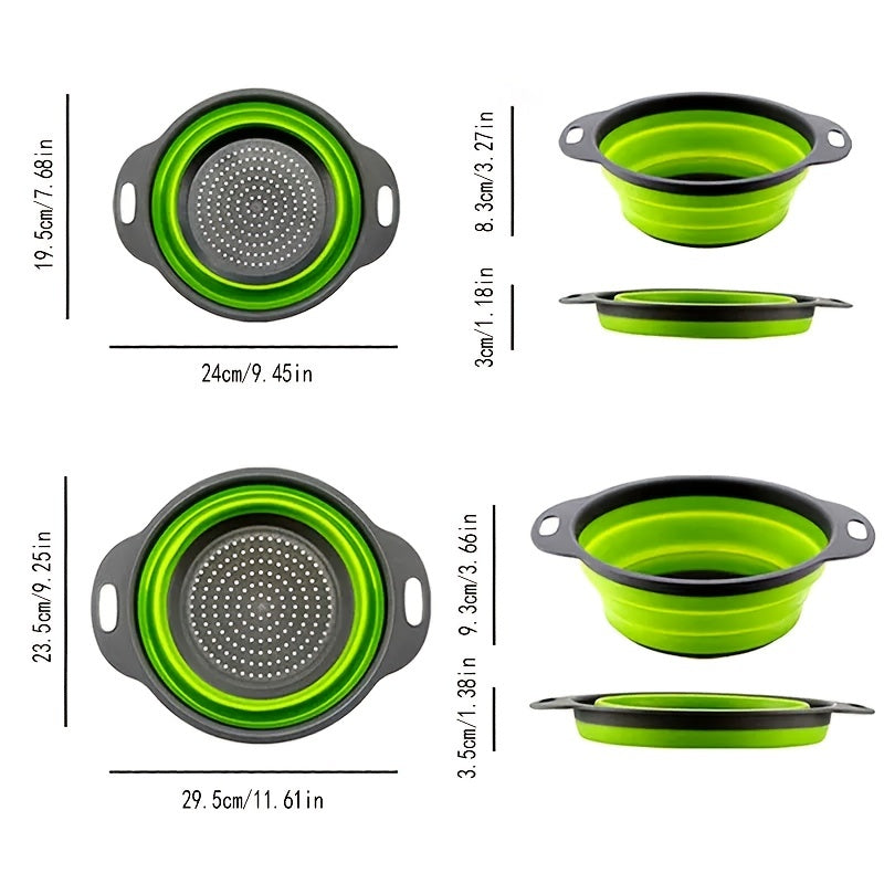Collapsible Silicone Colander Set – Perfect for Pasta, Vegetables, and Fruit