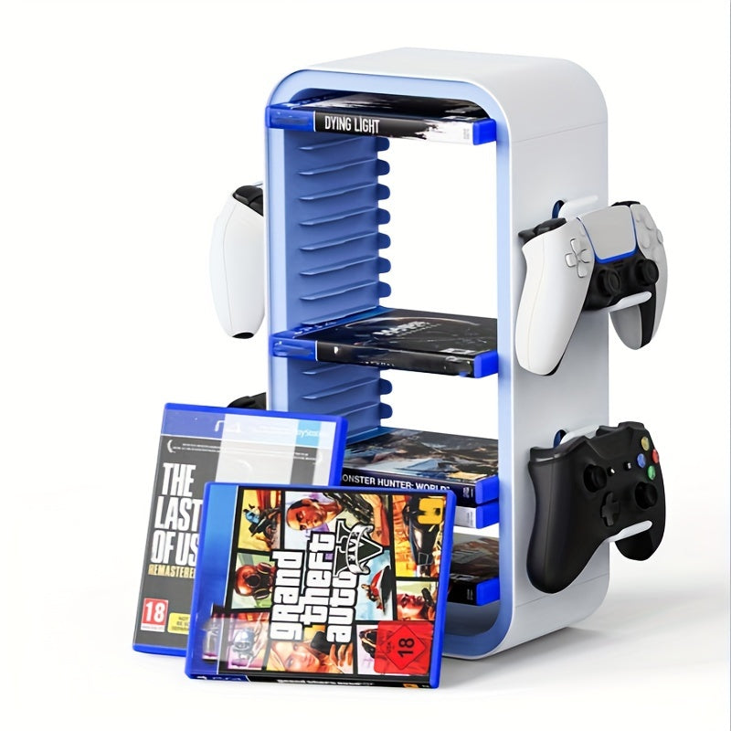 Universal Game Disc Storage Holder and Controller Display Stand – For PS5, PS4, Switch, and Xbox