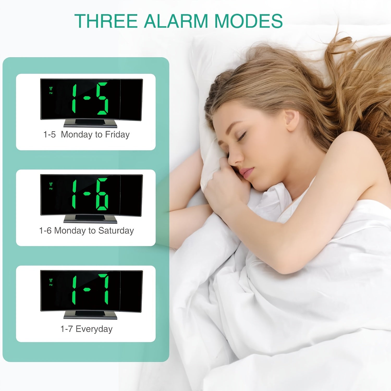 Digital Projection Alarm Clock – LED Display and Snooze Function with Adjustable Brightness