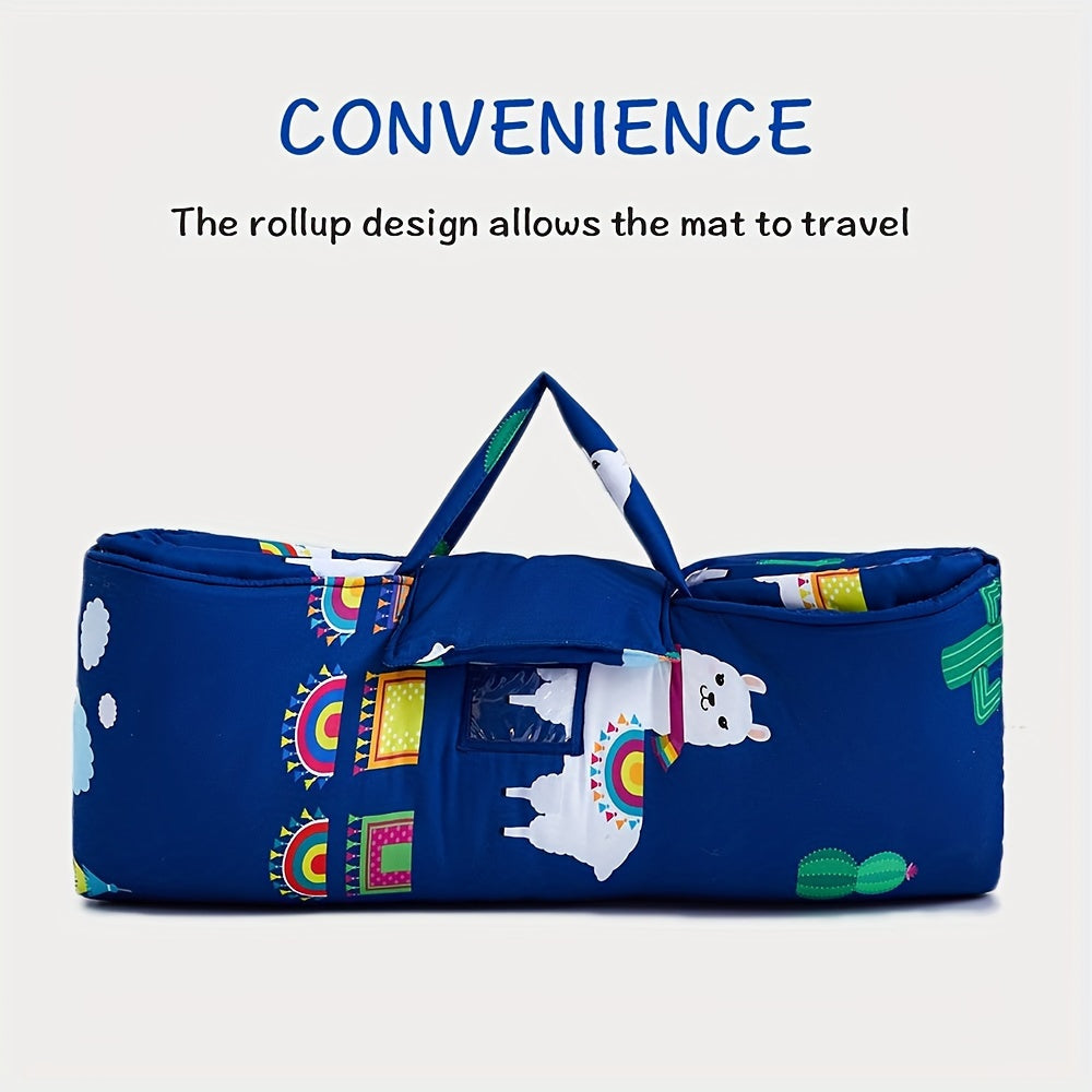 Foldable Children's Sleeping Mat with Llamas – Soft & Convenient for Toddlers on the Go or at School