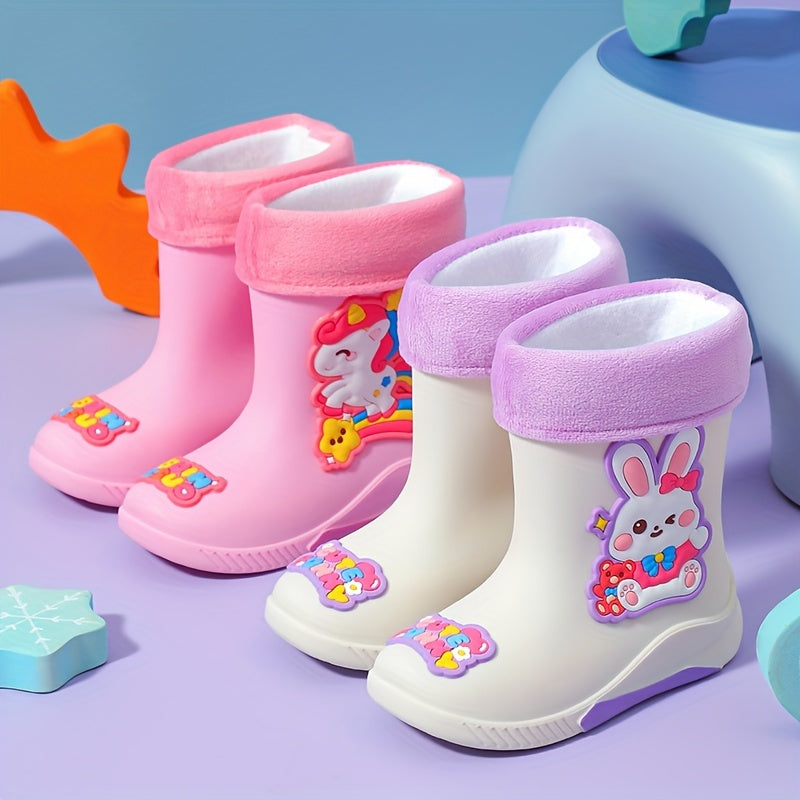 Children's Rain Boots with Cartoon Space Traveler – Warm and Waterproof for Winter