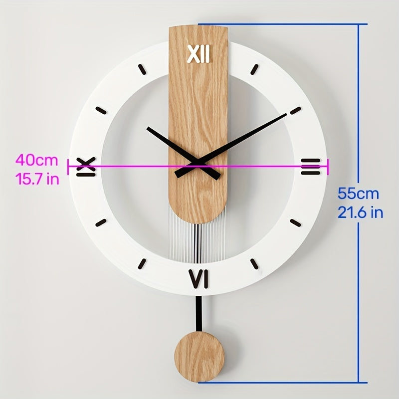Creative Pendulum Wall Clock Made of Wood and Acrylic – Stylish and Silent Decoration