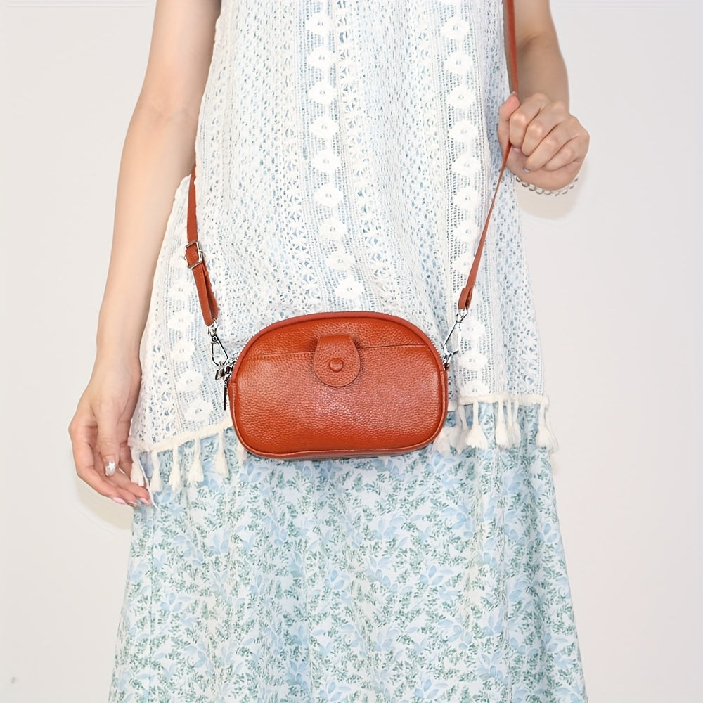 Large Capacity Vintage Crossbody Bag – Genuine Leather with Multiple Compartments