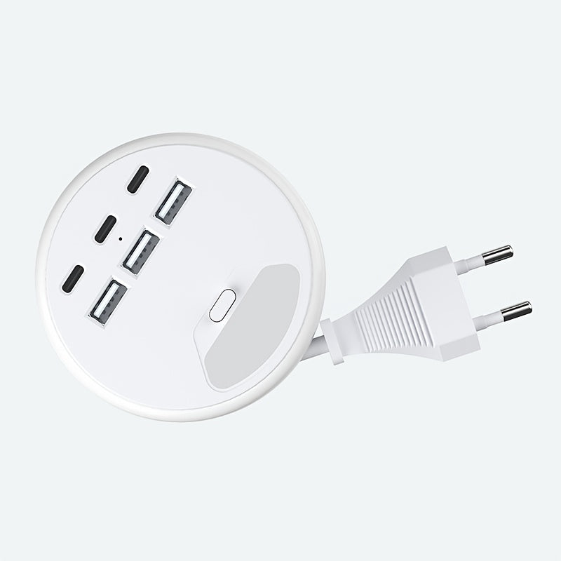 Multifunctional Power Strip with USB Chargers – 3 USB-A and 3 Type-C Ports, Ideal for Home and Office