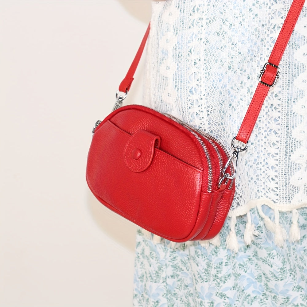 Large Capacity Vintage Crossbody Bag – Genuine Leather with Multiple Compartments