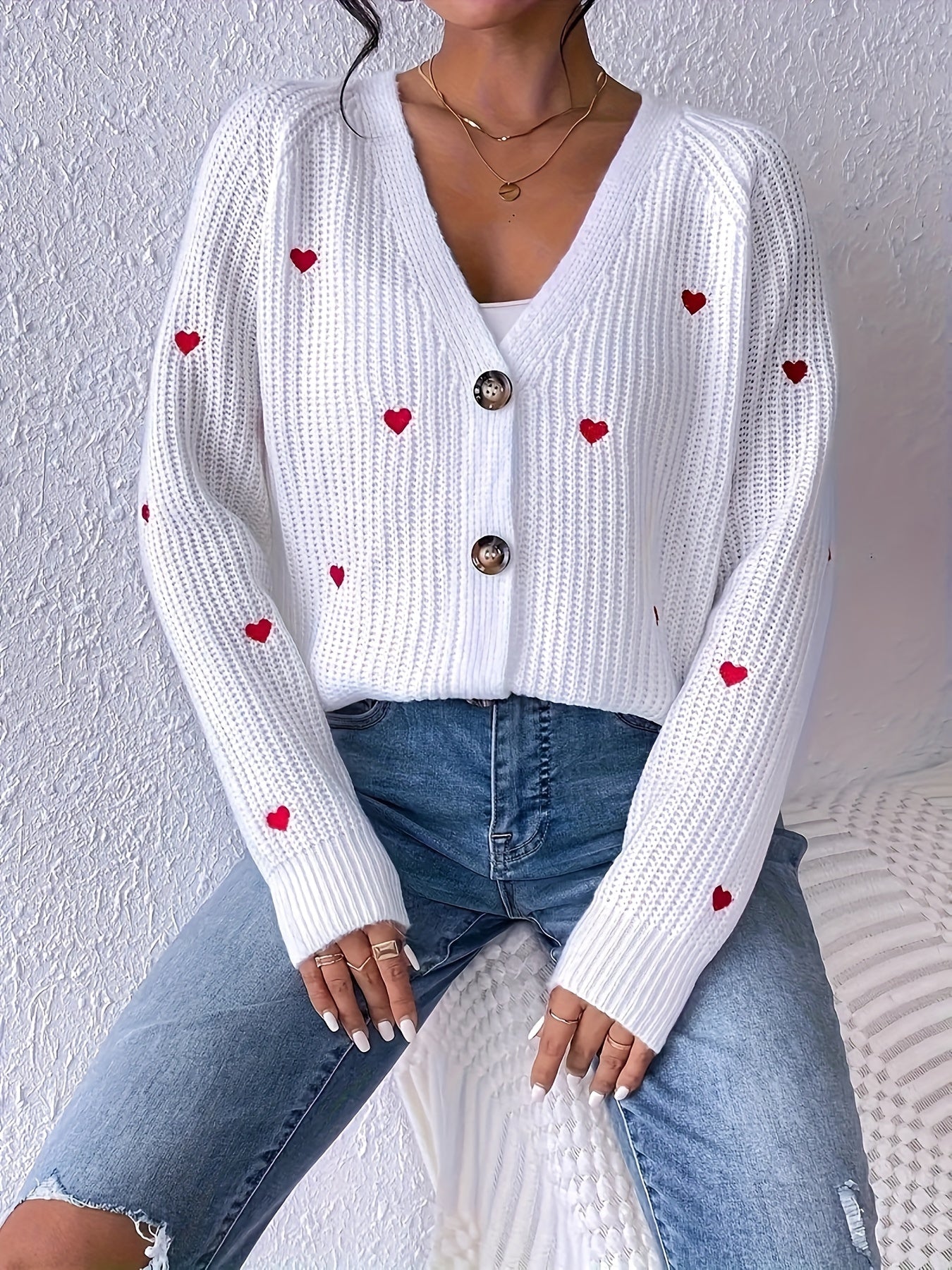 Lune Embroidered Hearts Cardigan – Stylish and Comfortable for Spring and Autumn