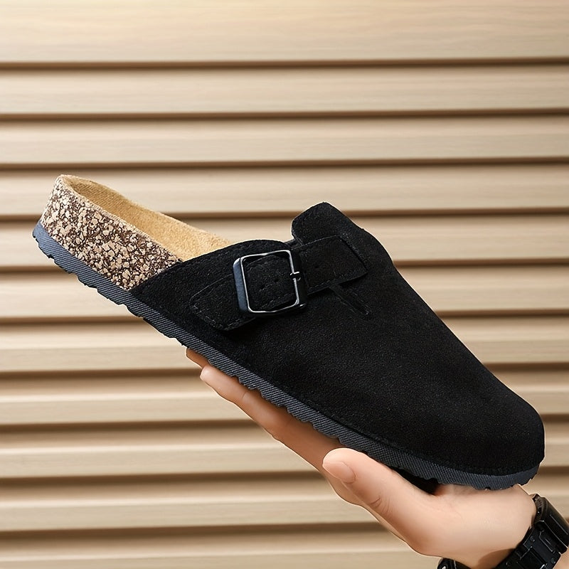 Unisex Slip-on Faux Suede Mules – Lightweight and Comfortable with Cork Sole