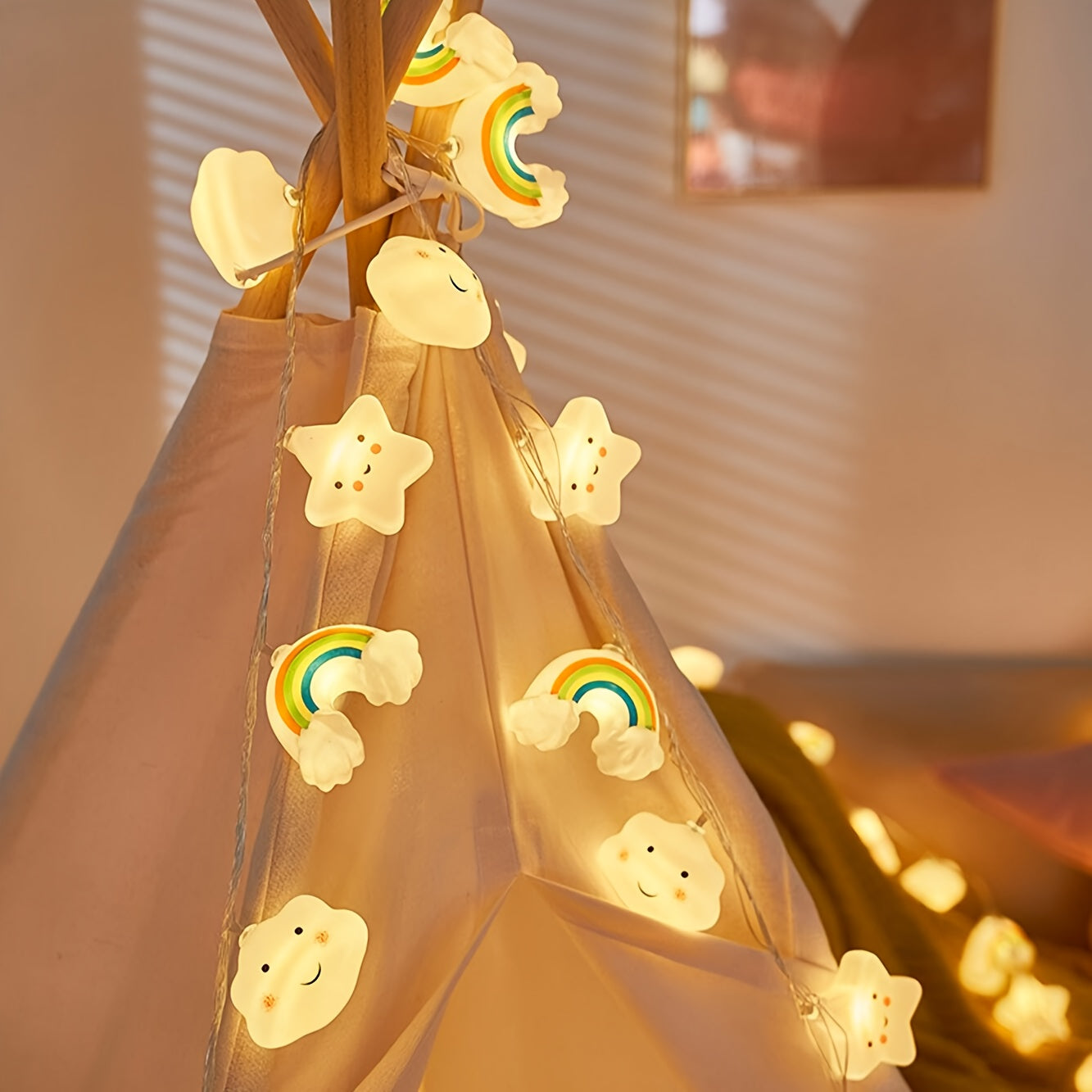 Magical LED String Lights – Star, Cloud, and Rainbow Designs for a Cheerful Atmosphere