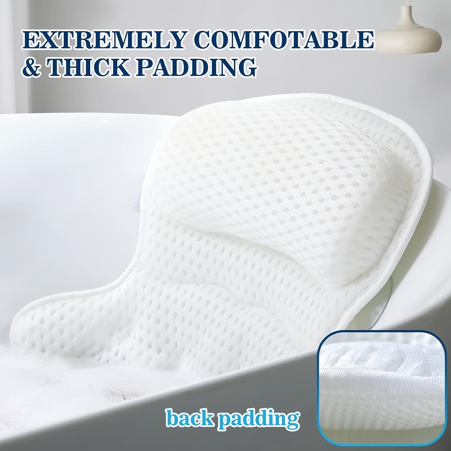 LuxieSpa 4D Luxe Bath Pillow - Breathable Pillow with Neck and Back Support for a Relaxing Bath