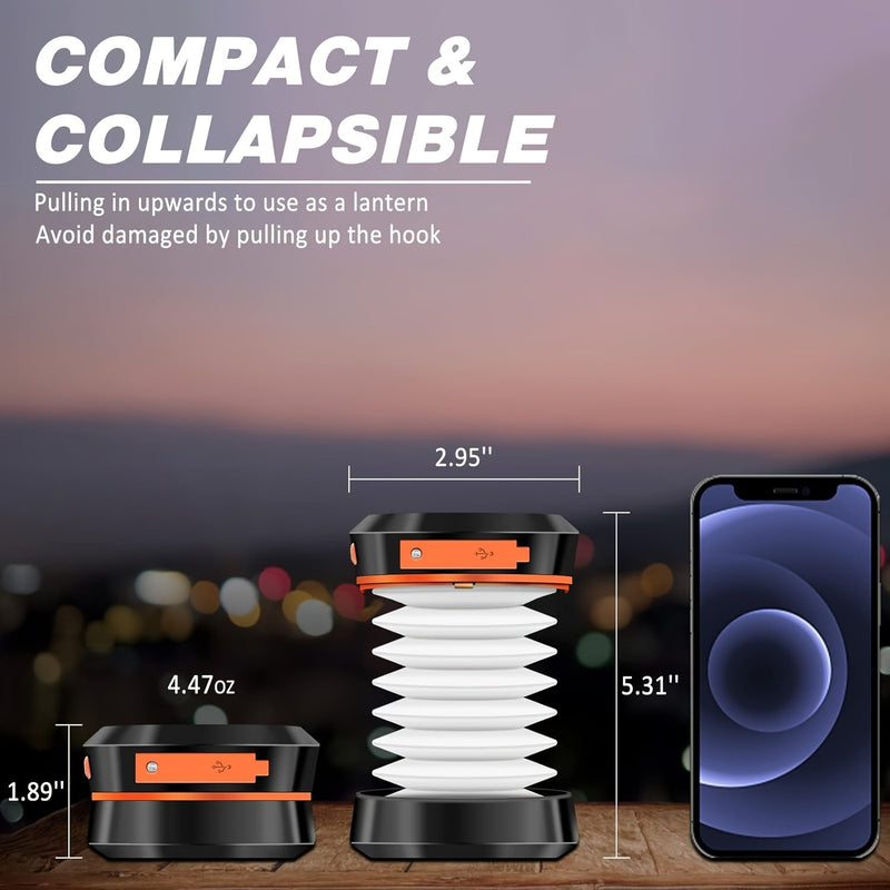Foldable Camping Lantern - Rechargeable LED Light for Outdoor Activities and Emergencies