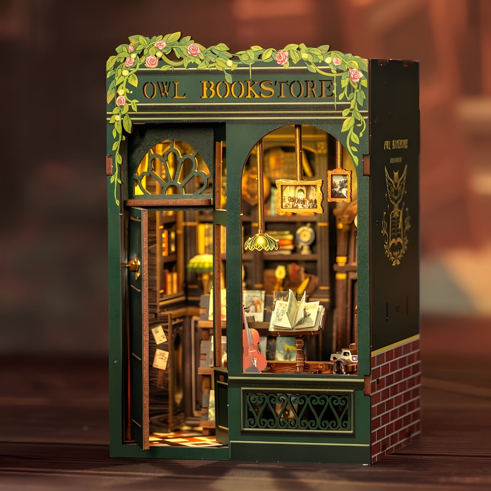 DIY Miniature Owl Bookstore – 3D Wooden Kit with Lighting for Creative Decoration
