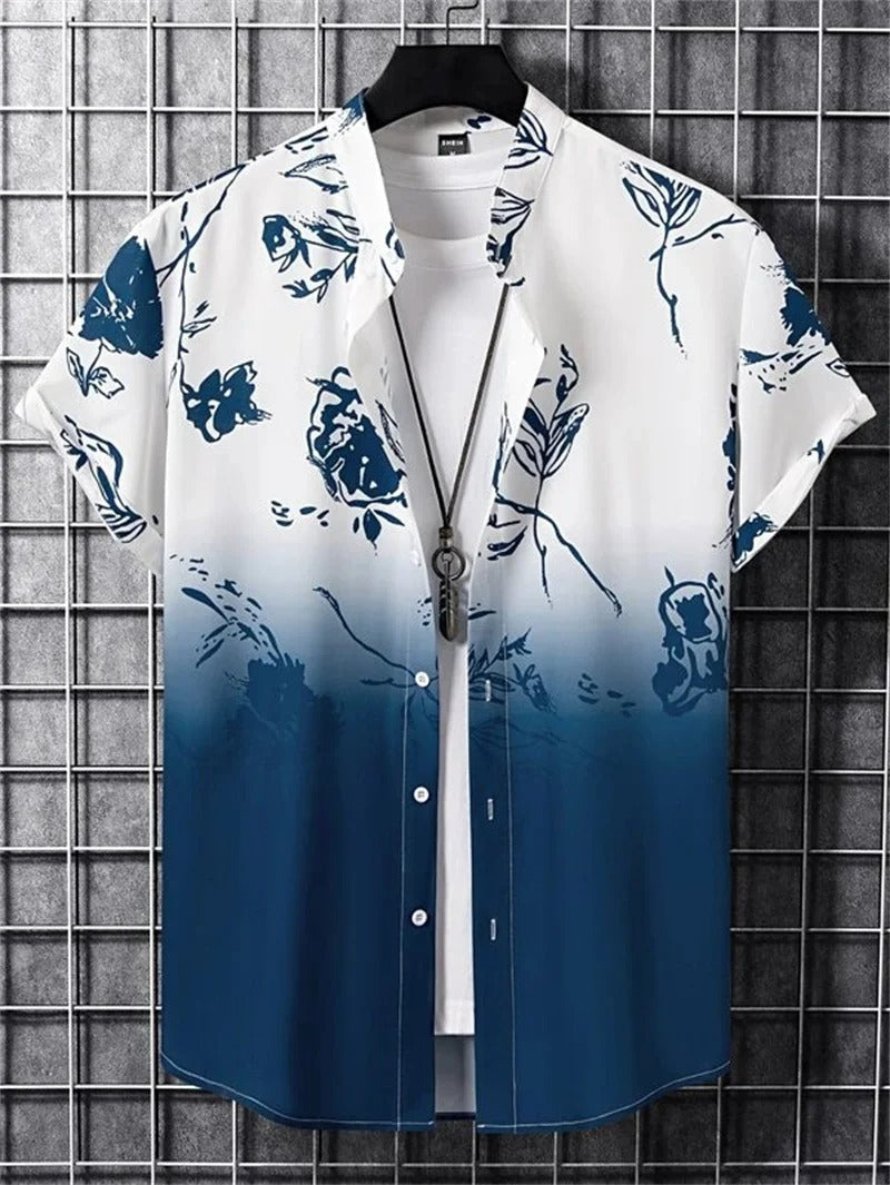 TropicWave Men's Palm Print Shirt – Fresh and Fashionable