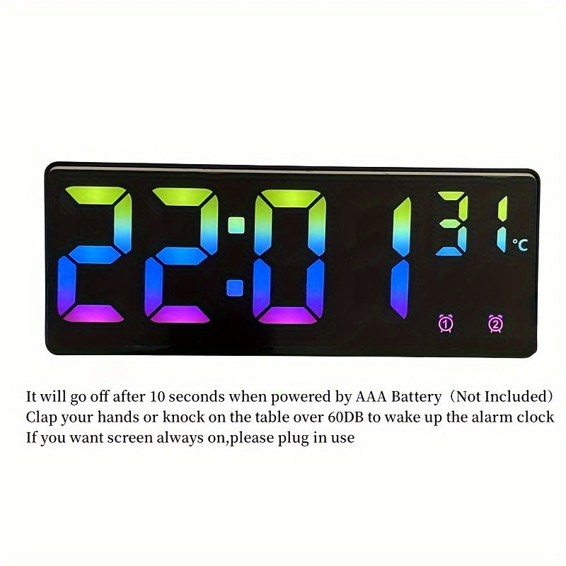 RGB Digital Alarm Clock – Voice-Controlled, Dual Alarm, and Temperature Display