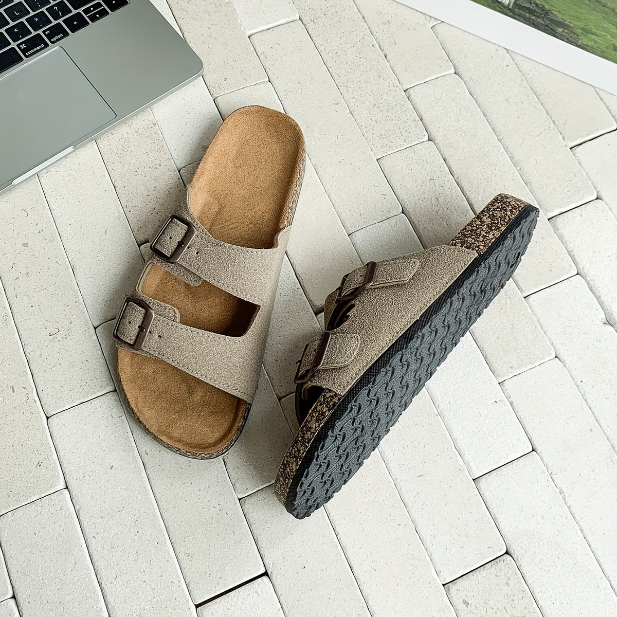 Retro Slides with Double Adjustable Buckles for Men – Comfortable and Stylish for Men