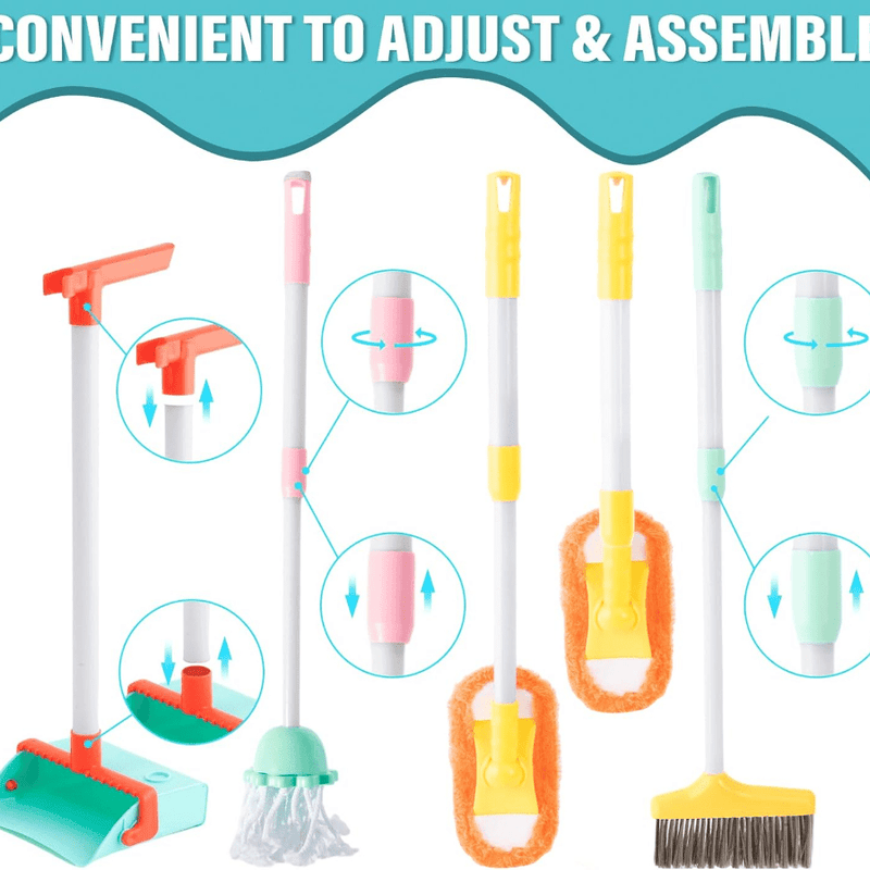 Kids’ Cleaning Playset – Adjustable Mop, Broom and Dustpan Set