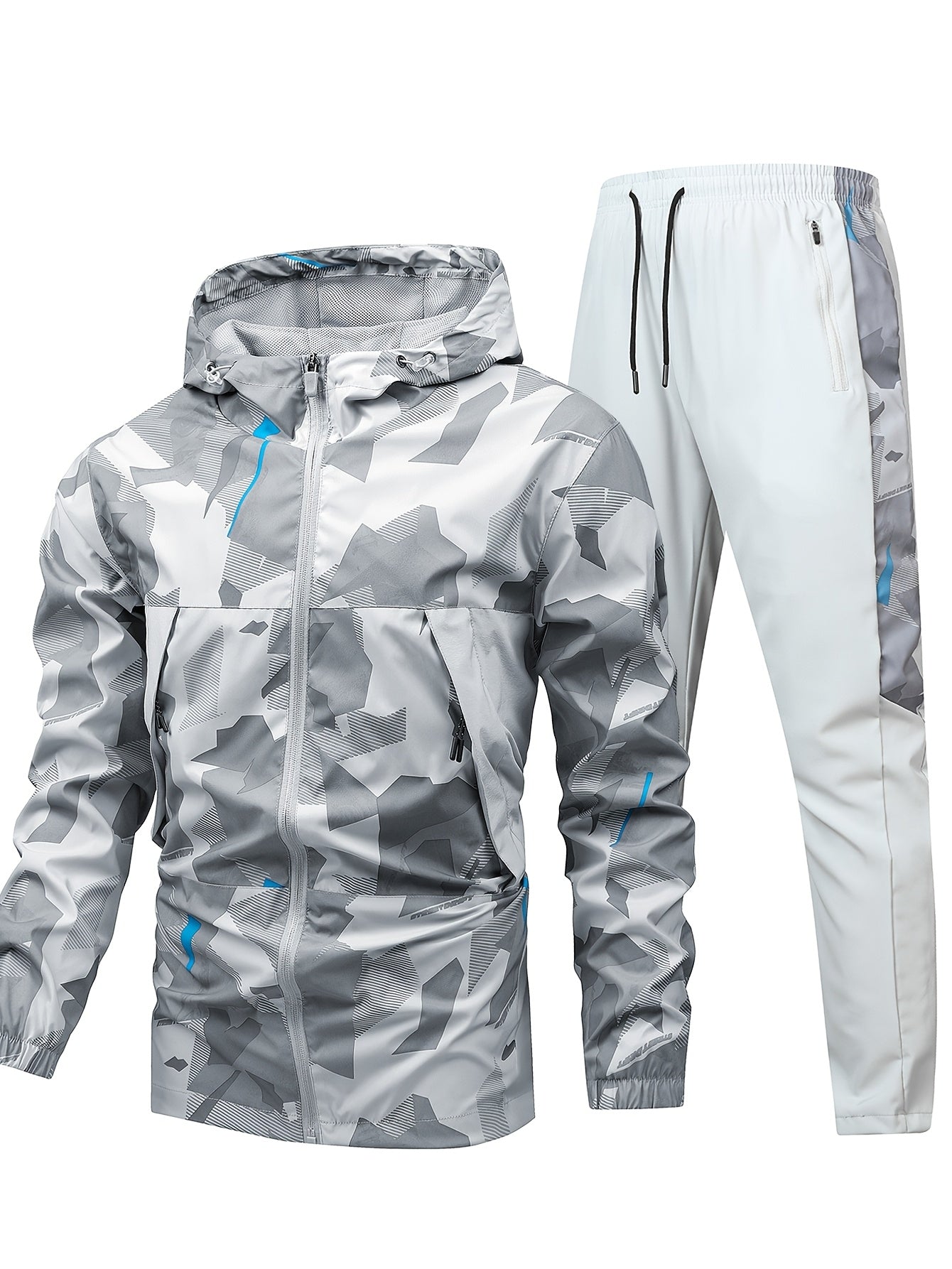 Sporty Outfit for Men – Comfortable Hoodie and Long Pants in Camouflage Design