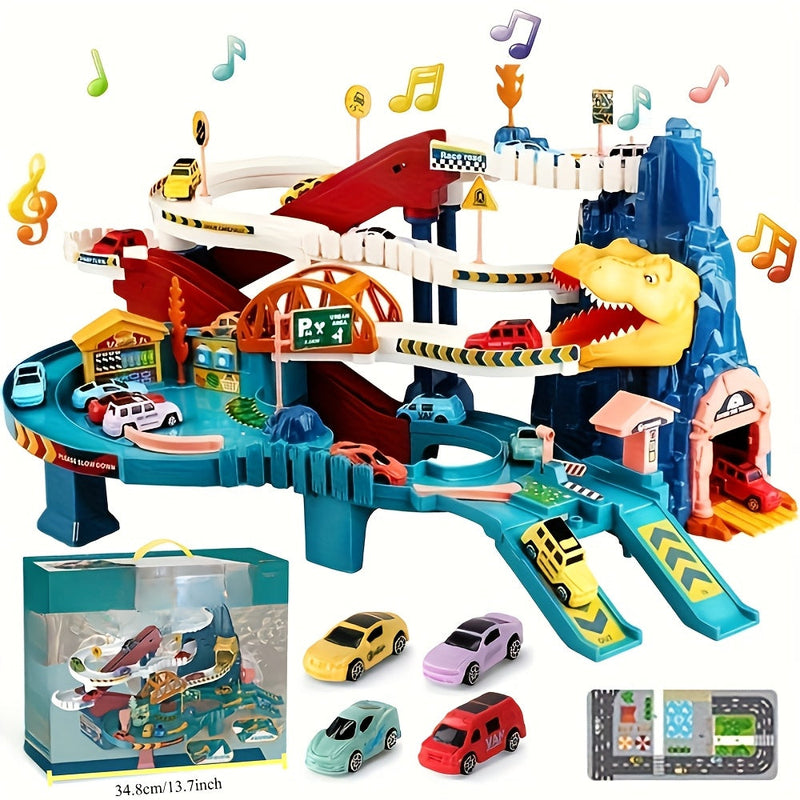 DinoRace Adventure Playset - Exciting Race Track with Dinosaur and Vehicles for Kids