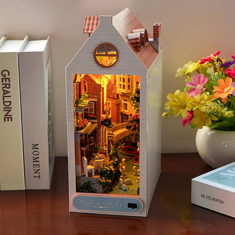 DIY Bruges House Book Stand – 3D Wooden Model of the Old Town