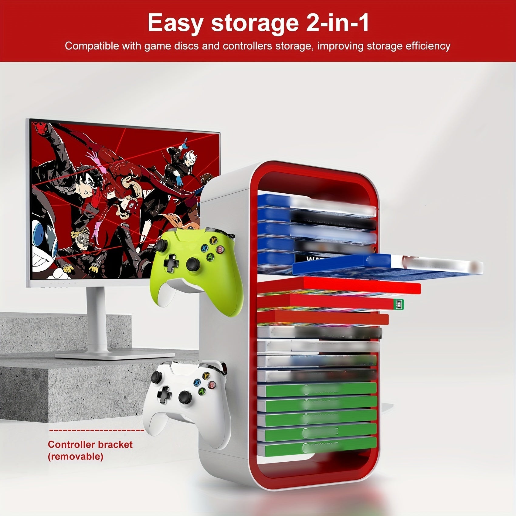 Universal Game Disc Storage Holder and Controller Display Stand – For PS5, PS4, Switch, and Xbox