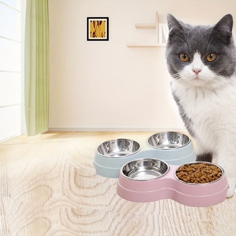 Stainless Steel Double Pet Bowl – Perfect for Food and Water