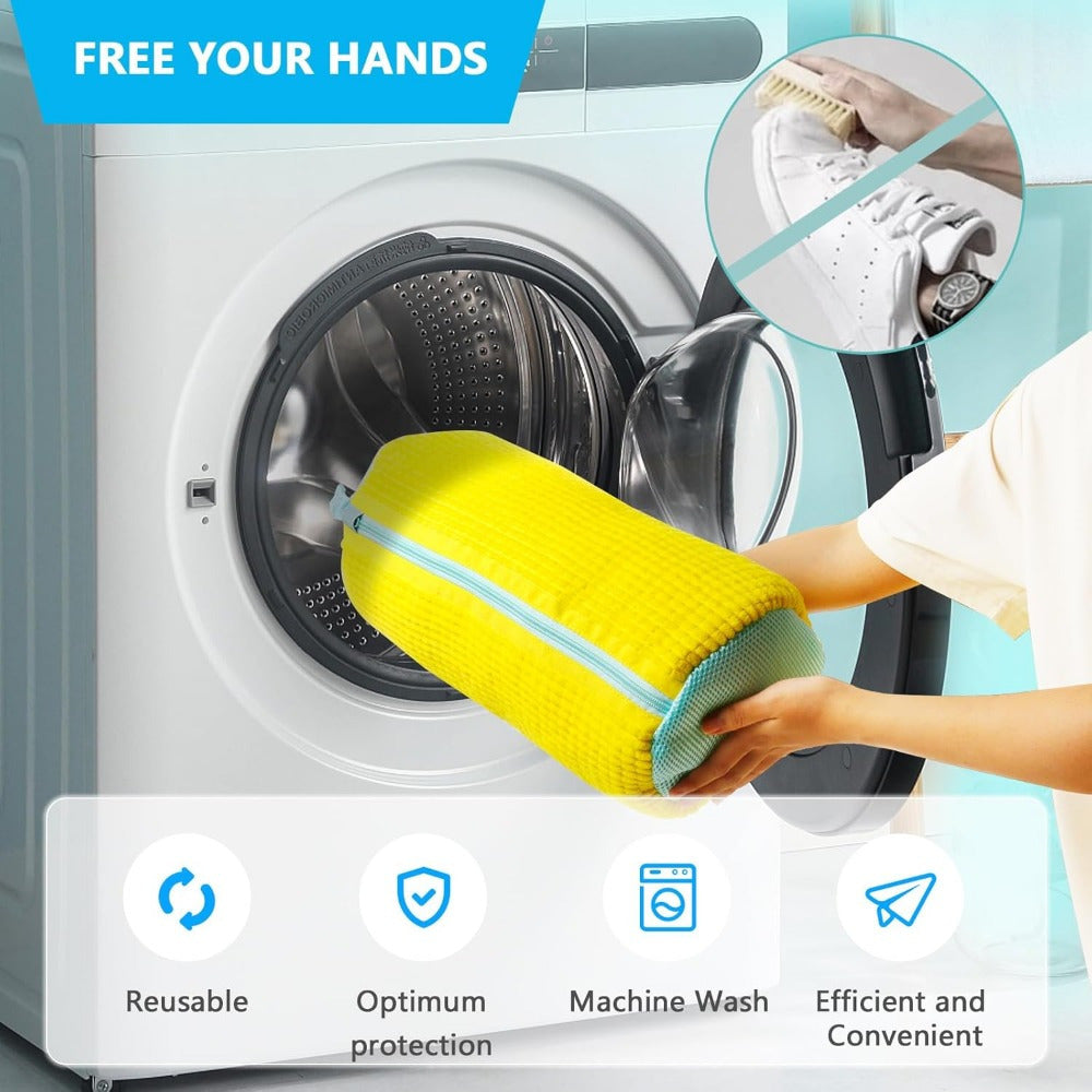 Yellow Shoe Washing Bag with Chenille – Safe and Careful