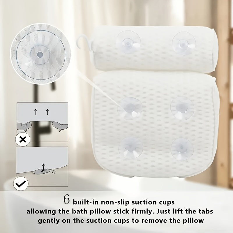 Luxury Spa Bath Pillow - Soft Neck and Back Support with Non-Slip Suction Cups for Ultimate Comfort
