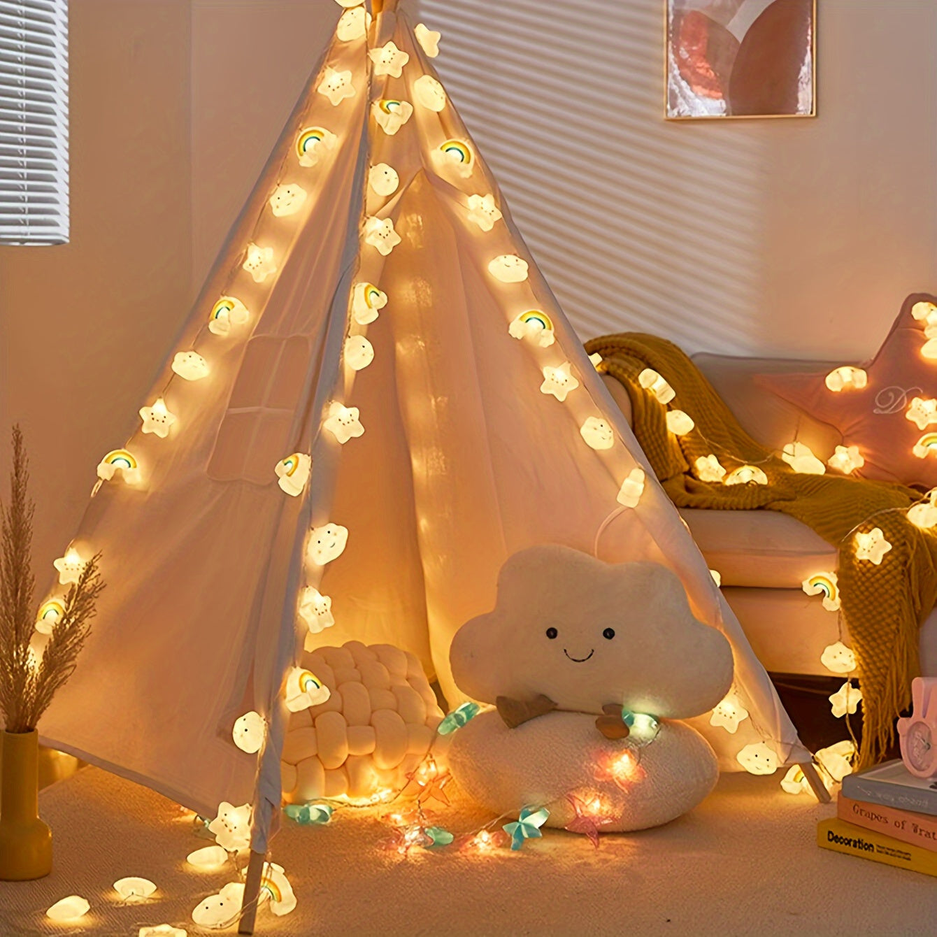 Magical LED String Lights – Star, Cloud, and Rainbow Designs for a Cheerful Atmosphere