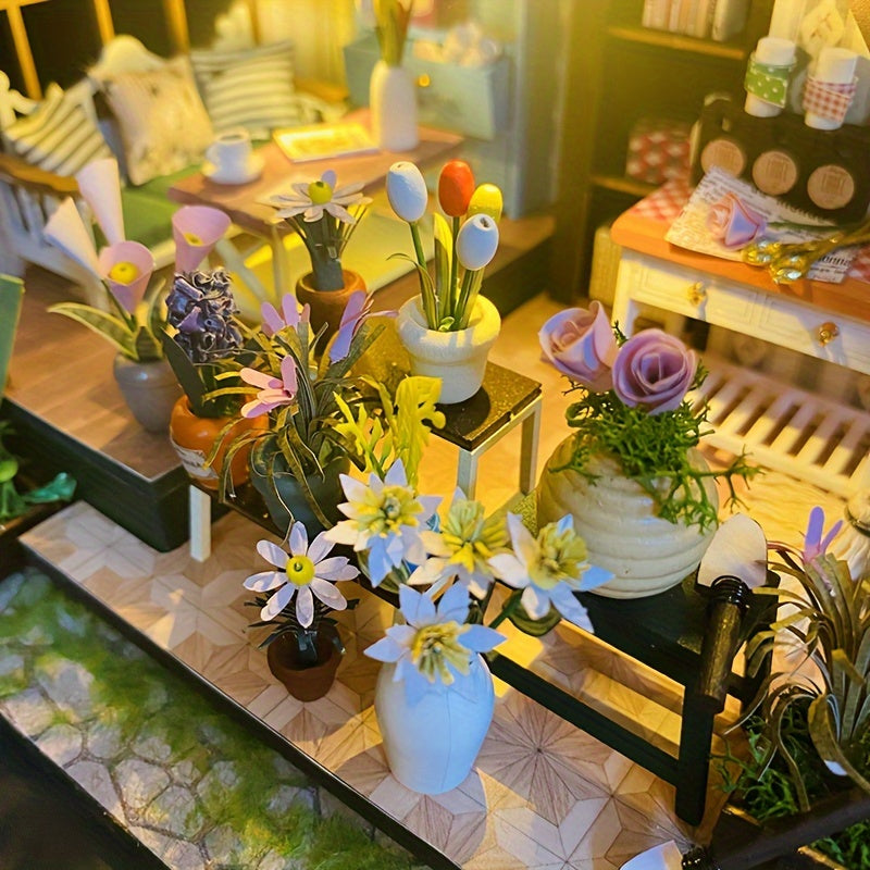 DIY Miniature Greenhouse House with Lighting – Handmade 3D Puzzle for Creative Decoration