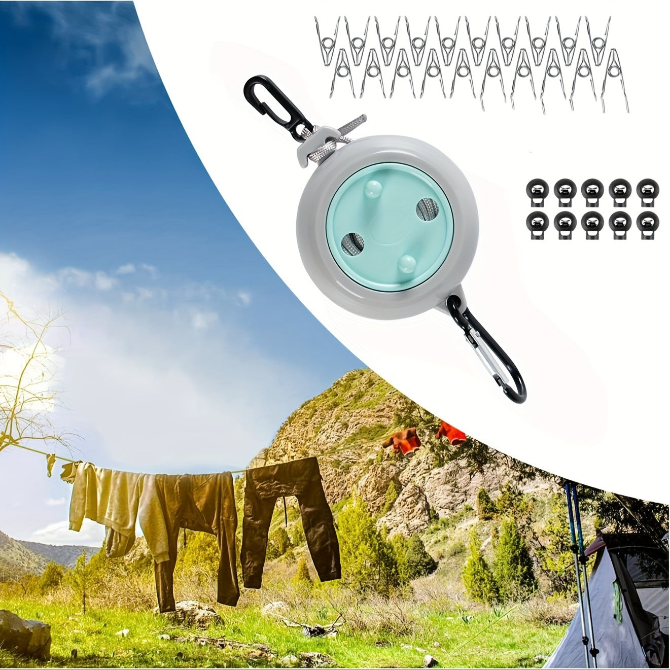 Portable Adjustable Clothesline – 8 Meter Long Camping Clothesline for Outdoor and Travel
