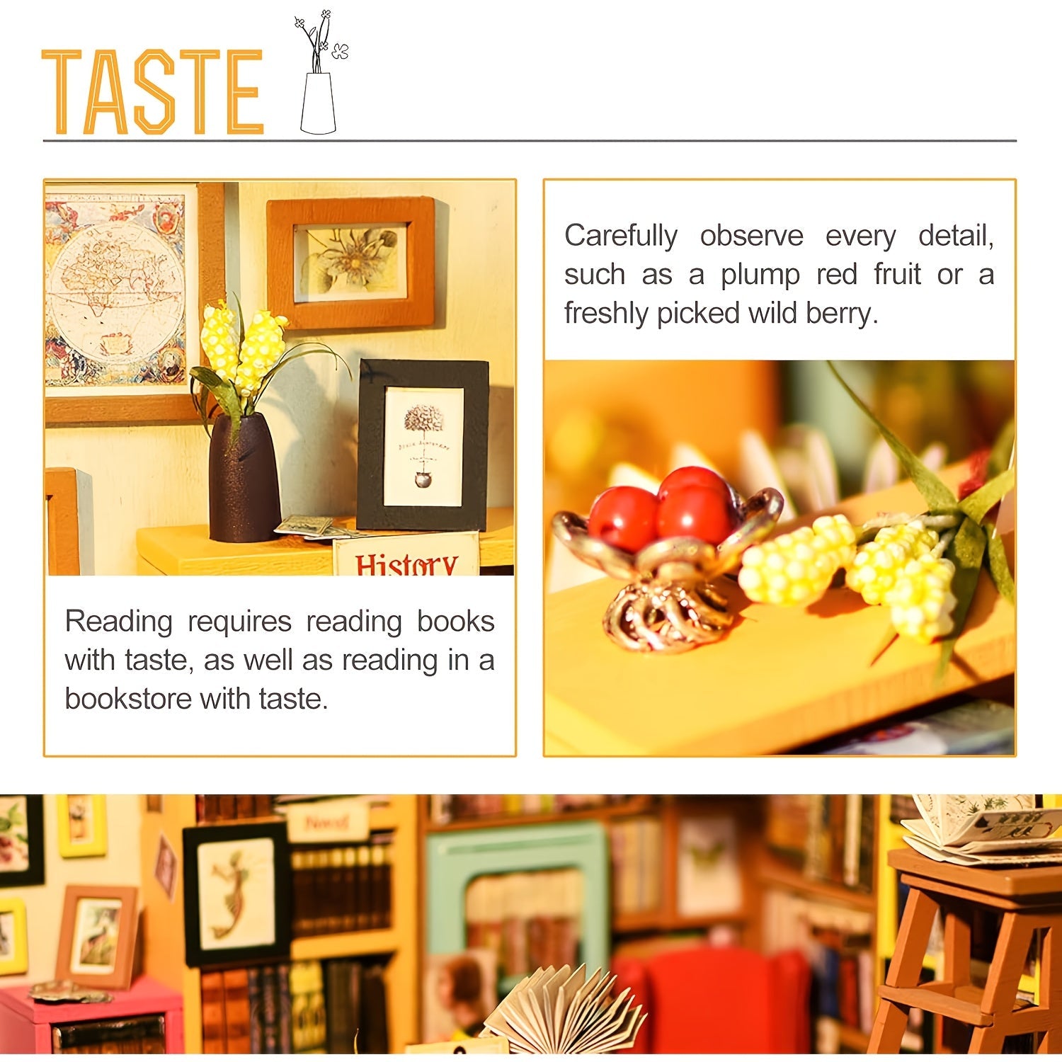 DIY Miniature House Kit – Sam's Study with Detailed Bookshelves and Furniture