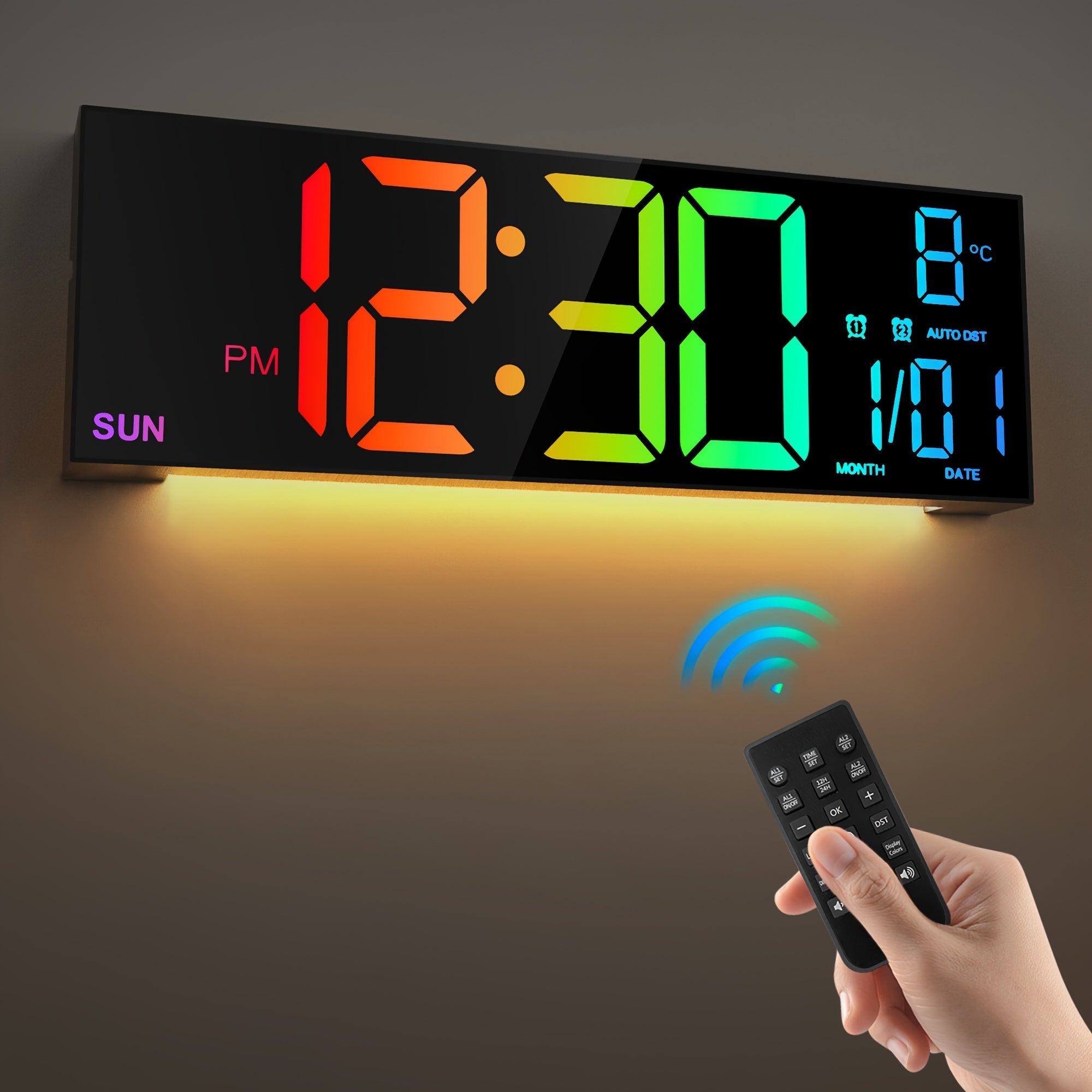 LumiWall Digital Wall Clock – Large, Colorful, and Easy to Read