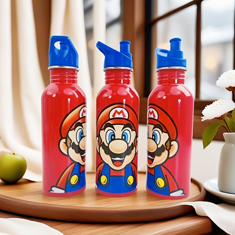 Super Mario Water Bottle - Stainless Steel Drink Bottle with Cap for Kids