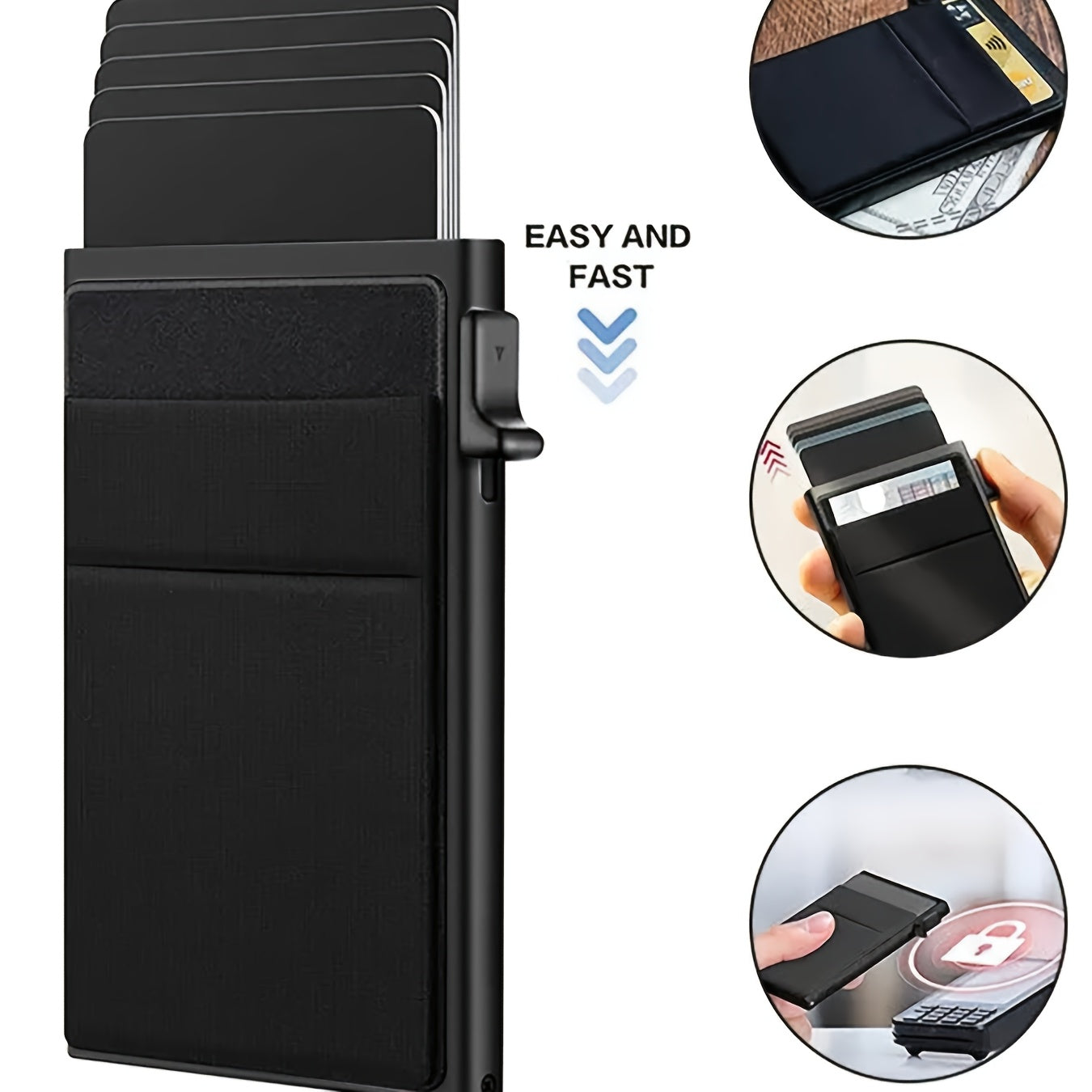 RFID Blocking Card Holder – Automatic Dispensing and Large Capacity for Safe Storage of Cards